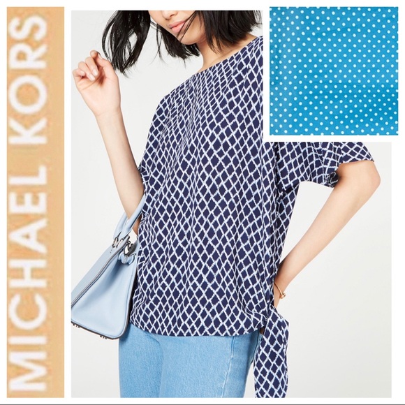 MICHAEL Michael Kors Tops - MICHAEL Michael KORS Side Tie Polka dot BLOUSE Top